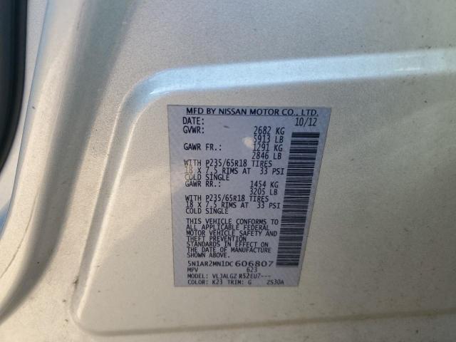 5N1AR2MN1DC606807 - 2013 NISSAN PATHFINDER S 银色 照片 13