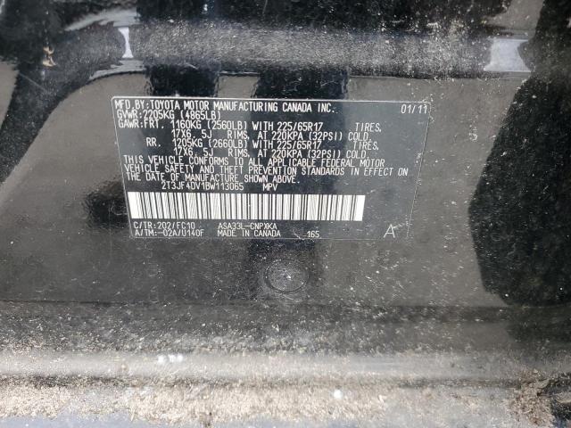 2T3JF4DV1BW113065 - 2011 TOYOTA RAV4 黑色 照片 12