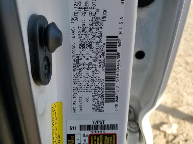 5TFJU4GN8DX037831 - 2013 TOYOTA TACOMA DOUBLE CAB PRERUNNER WHITE photo 12