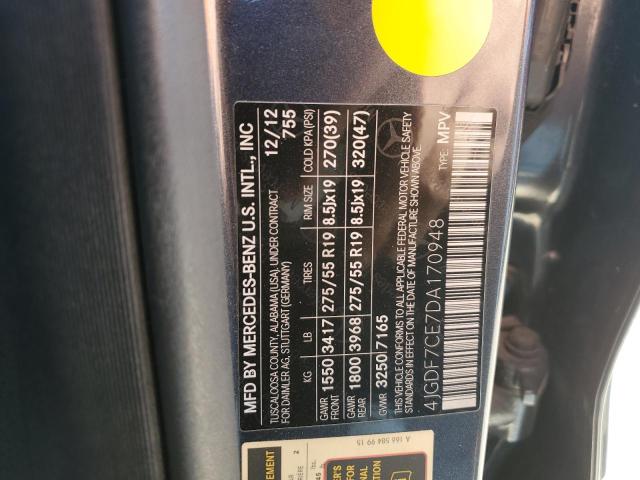 4JGDF7CE7DA170948 - 2013 MERCEDES-BENZ GL 450 4MATIC GRAY photo 13