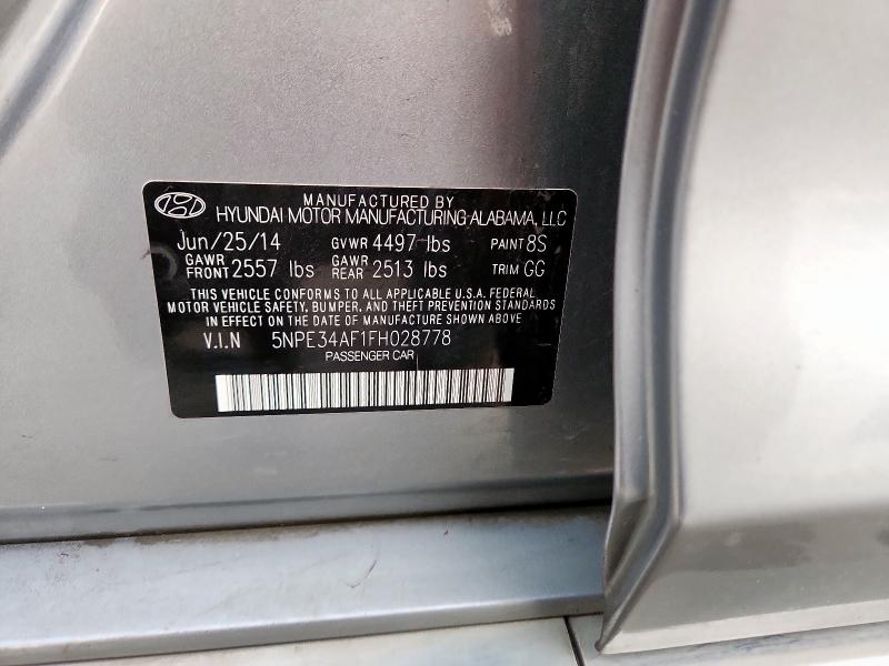 5NPE34AF1FH028778 - 2015 HYUNDAI SONATA SPORT SILVER photo 12