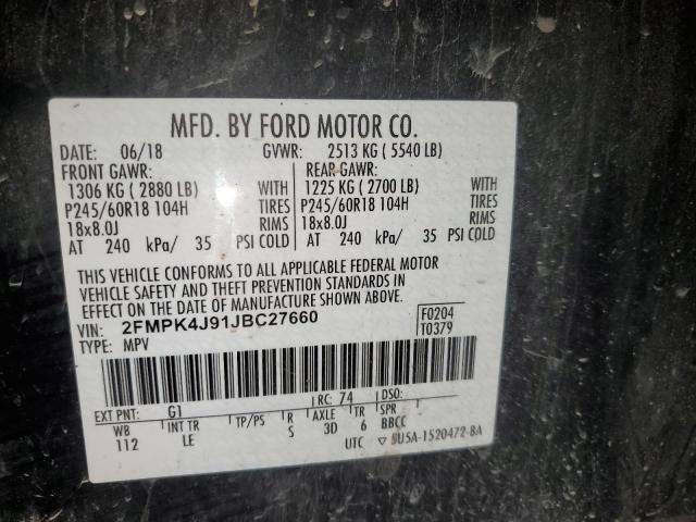 2FMPK4J91JBC27660 - 2018 FORD EDGE SEL 黑色 照片 13