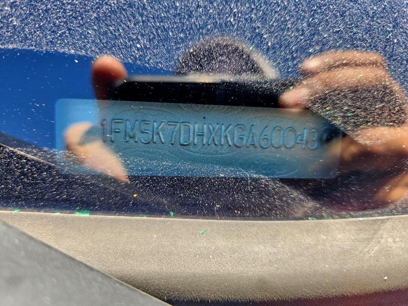 1FM5K7DHXKGA60043 - 2019 FORD EXPLORER XLT أحمر صورة 12