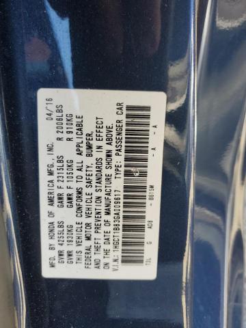 1HGCT1B83GA009617 - 2016 HONDA ACCORD EXL BLUE photo 13