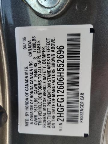 2HGFG12606H552696 - 2006 HONDA CIVIC LX GRAY photo 13