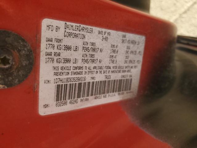 1D7HU18D63S280316 - 2003 DODGE RAM 1500 ST RED photo 13