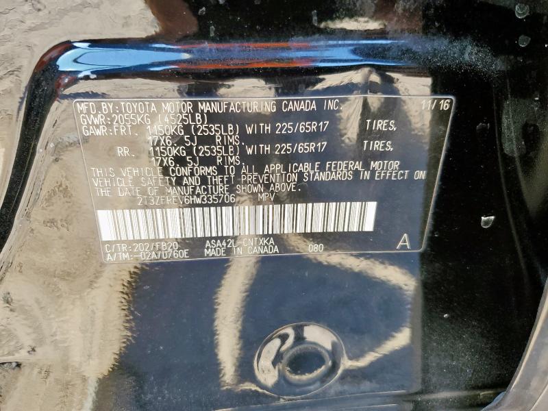 2T3ZFREV6HW335706 - 2017 TOYOTA RAV4 LE Սև լուսանկար 14