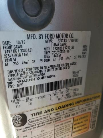 1FMJU1HT0GEF18504 - 2016 FORD EXPEDITION XLT Silber Foto 13