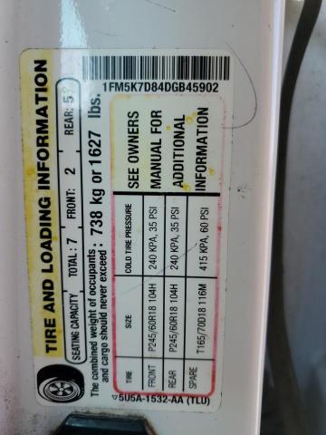 1FM5K7D84DGB45902 - 2013 FORD EXPLORER XLT WHITE photo 13