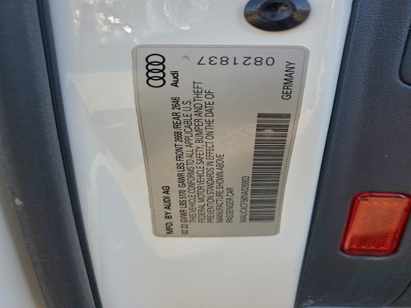 WAUC4CF56NA026803 - 2022 AUDI S5 PREMIUM PLUS WHITE photo 12