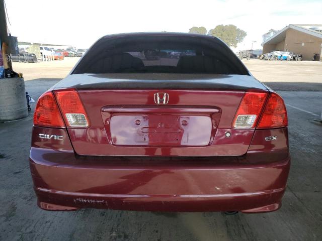 2HGES26704H566775 - 2004 HONDA CIVIC EX BURGUNDY photo 6