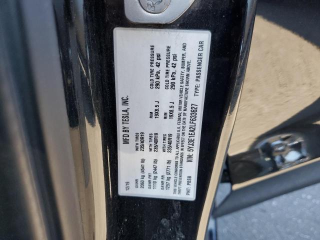 5YJ3E1EA2LF633627 - 2020 TESLA MODEL 3 BLACK photo 12