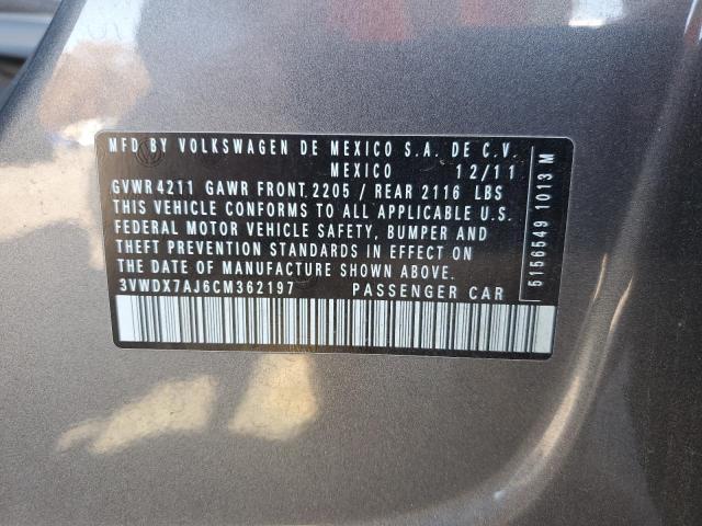 3VWDX7AJ6CM362197 - 2012 VOLKSWAGEN JETTA SE GRAY photo 13