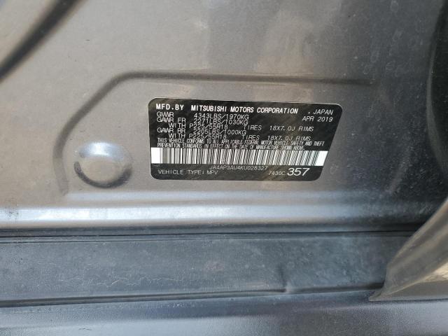 JA4AP3AU4KU028327 - 2019 MITSUBISHI OUTLANDER ES Gris photo 13