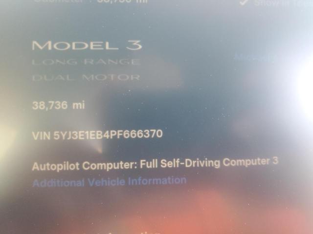 5YJ3E1EB4PF666370 - 2023 TESLA MODEL 3 Boz foto 9