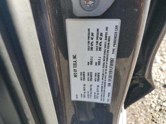 5YJ3E1EB1LF589967 - 2020 TESLA MODEL 3 Gris photo 12