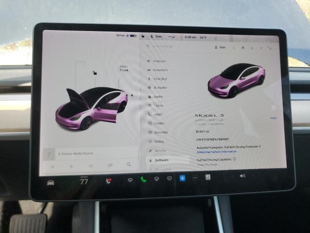5YJ3E1EB1LF589967 - 2020 TESLA MODEL 3 Gris photo 9