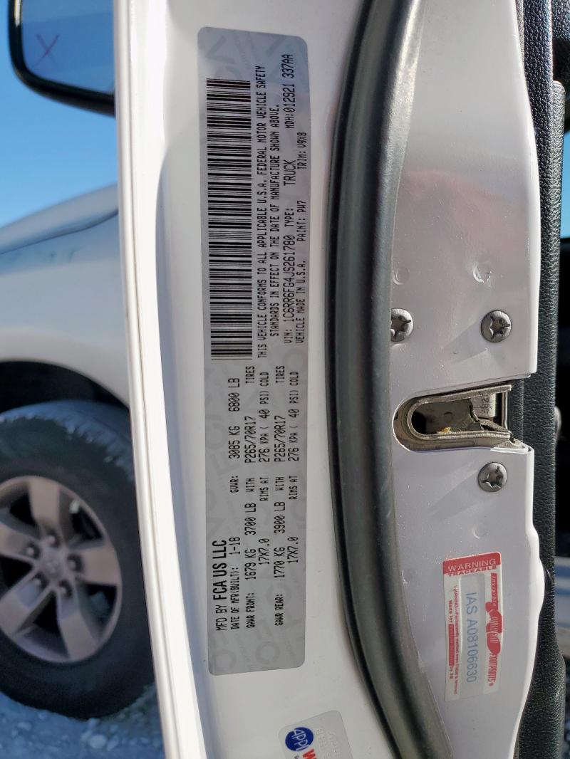 1C6RR6FG4JS261780 - 2018 RAM 1500 ST Biały zdjęcie 12