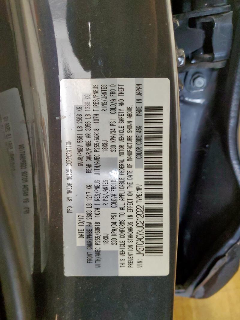 JM3TCACYXJ0212022 - 2018 MAZDA CX-9 TOURING رمادي صورة 12