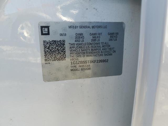 1G1ZB5ST8KF226902 - 2019 CHEVROLET MALIBU LS WHITE photo 12