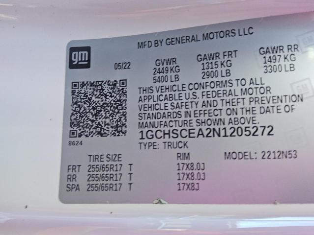 1GCHSCEA2N1205272 - 2022 CHEVROLET COLORADO LT WHITE photo 12