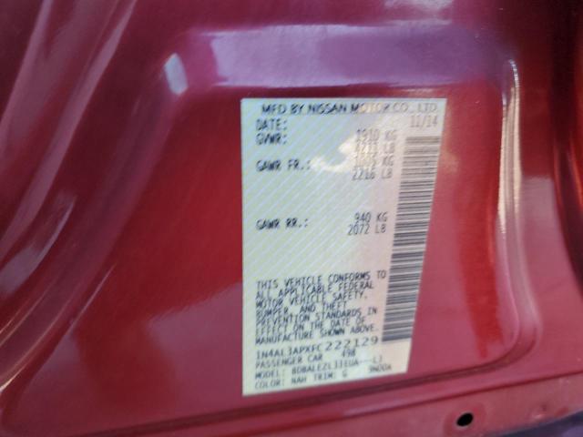 1N4AL3APXFC222129 - 2015 NISSAN ALTIMA 2.5 MAROON photo 12