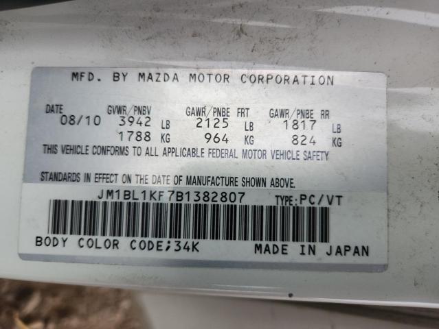 JM1BL1KF7B1382807 - 2011 MAZDA 3 I WHITE photo 12