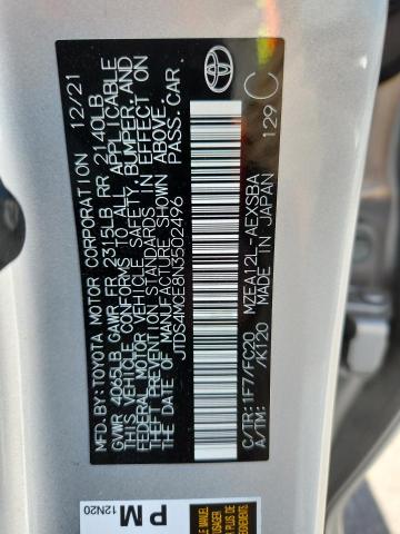 JTDS4MCE8N3502496 - 2022 TOYOTA COROLLA SE SILVER photo 13