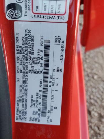 3FADP4BJ9EM133036 - 2014 FORD FIESTA SE RED photo 12