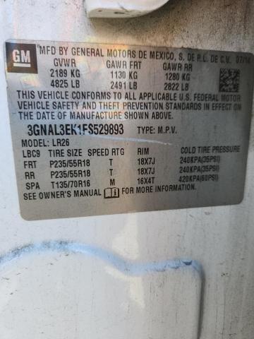 3GNAL3EK1FS529893 - 2015 CHEVROLET CAPTIVA LT WHITE photo 12