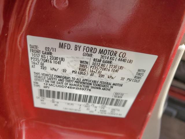1FMCU0D74BKB59776 - 2011 FORD ESCAPE XLT RED photo 13
