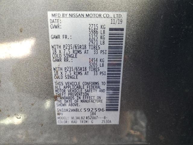 5N1DR2AN8LC592596 - 2020 NISSAN PATHFINDER S CHARCOAL photo 14
