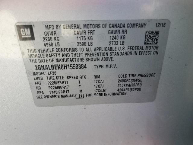 2GNALBEK0H1553384 - 2017 CHEVROLET EQUINOX LS ვერცხლისფერი ფოტო 14