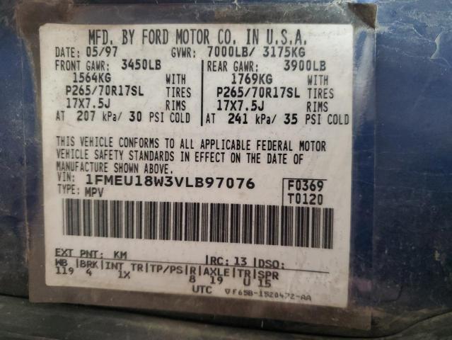 1FMEU18W3VLB97076 - 1997 FORD EXPEDITION BLUE photo 13