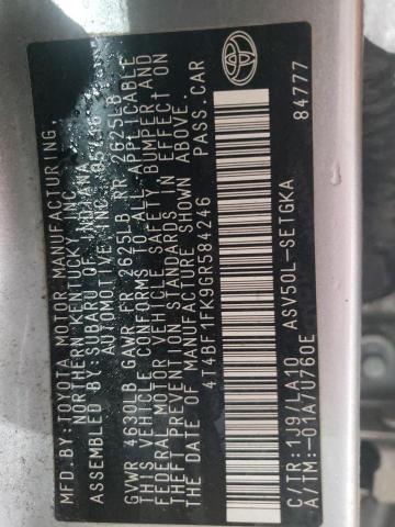 4T4BF1FK9GR584246 - 2016 TOYOTA CAMRY LE SILVER photo 13