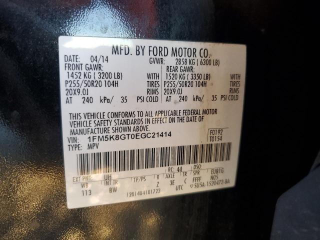 1FM5K8GT0EGC21414 - 2014 FORD EXPLORER SPORT BLACK photo 13