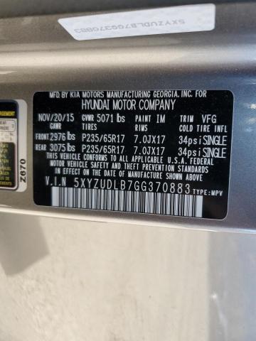 5XYZUDLB7GG370883 - 2016 HYUNDAI SANTA FE S GRAY photo 13