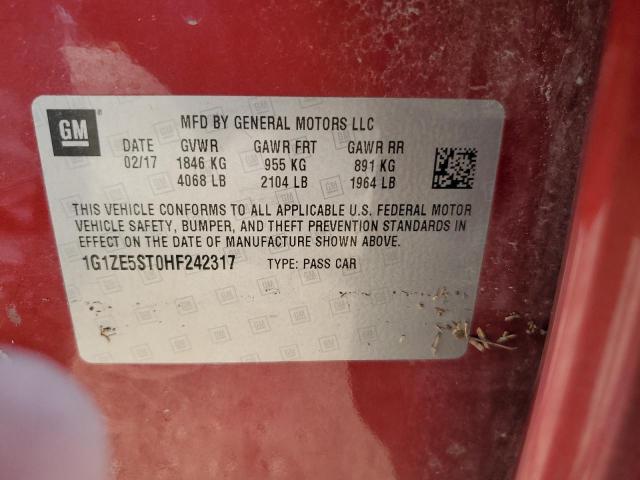 1G1ZE5ST0HF242317 - 2017 CHEVROLET MALIBU LT BURN photo 12