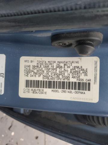 5YFBU4EE1DP210756 - 2013 TOYOTA COROLLA BASE Կապույտ լուսանկար 12