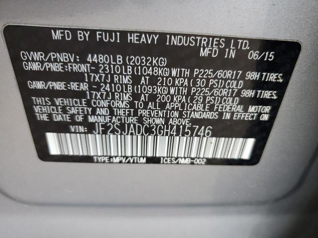 JF2SJADC3GH415746 - 2016 SUBARU FORESTER 2.5I PREMIUM SILVER photo 13
