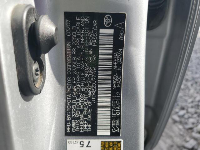 JTDKB20U977641196 - 2007 TOYOTA PRIUS SILVER photo 12