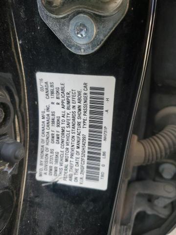 2HGFC2F52GH542997 - 2016 HONDA CIVIC LX BLACK photo 12