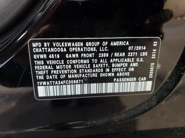 1VWAT7A34FC006871 - 2015 VOLKSWAGEN PASSAT S Schwarz Foto 12