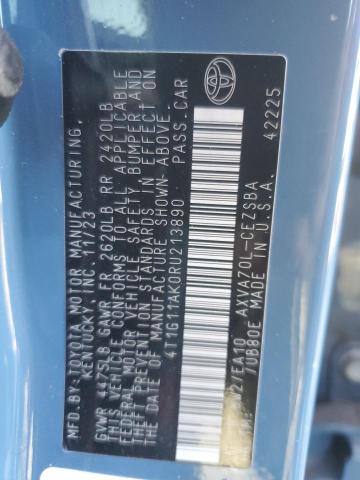 4T1G11AK0RU213890 - 2024 TOYOTA CAMRY SE NIGHT SHADE BLUE photo 12