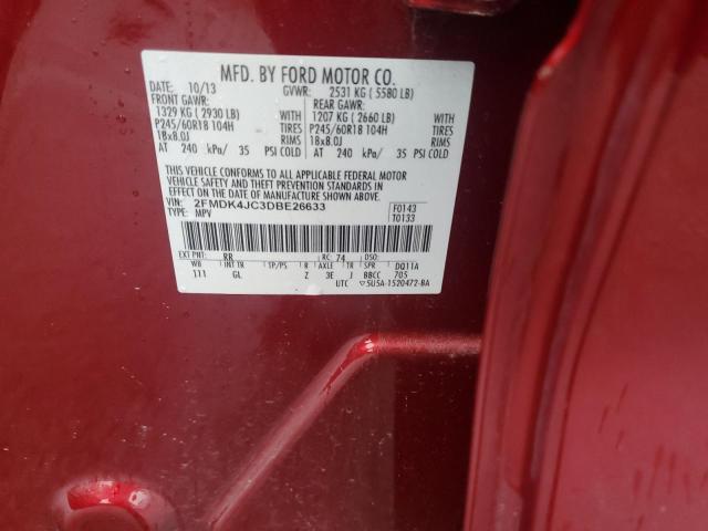 2FMDK4JC3DBE26633 - 2013 FORD EDGE SEL Qırmızı foto 13