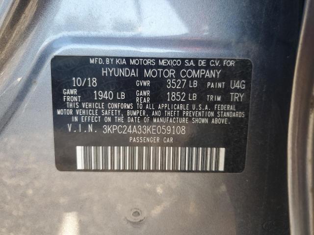 3KPC24A33KE059108 - 2019 HYUNDAI ACCENT SE Gri fotoğraf 12