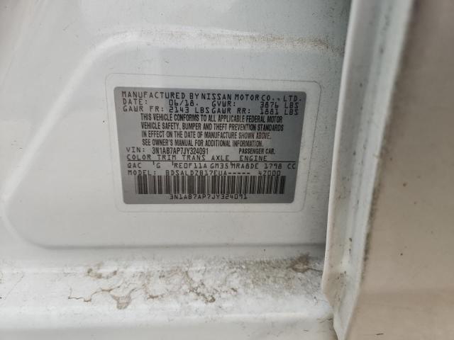 3N1AB7AP7JY324091 - 2018 NISSAN SENTRA S WHITE photo 12