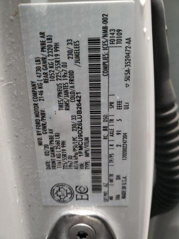 1FMCU9DZ6LUB26421 - 2020 FORD ESCAPE TITANIUM 白色 照片 13