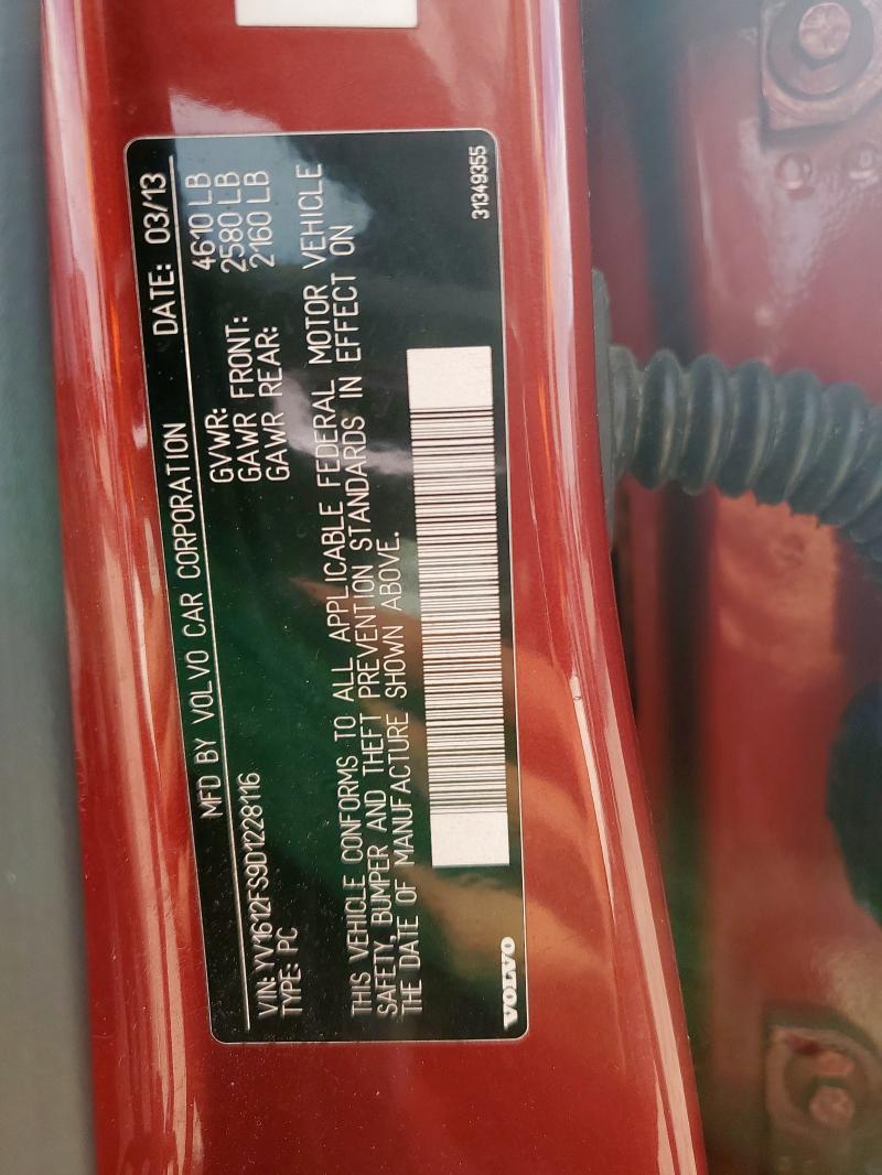 YV1612FS9D1228116 - 2013 VOLVO S60 T5 წითელი ფოტო 13