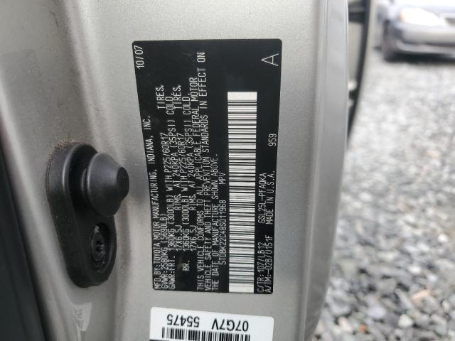 5TDBK22C48S011968 - 2008 TOYOTA SIENNA XLE SILVER photo 13